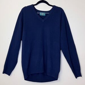 Alan Paine Pure Lambswool V Neck Sweater - Men's Size EU 52 / UK 44 - Blue